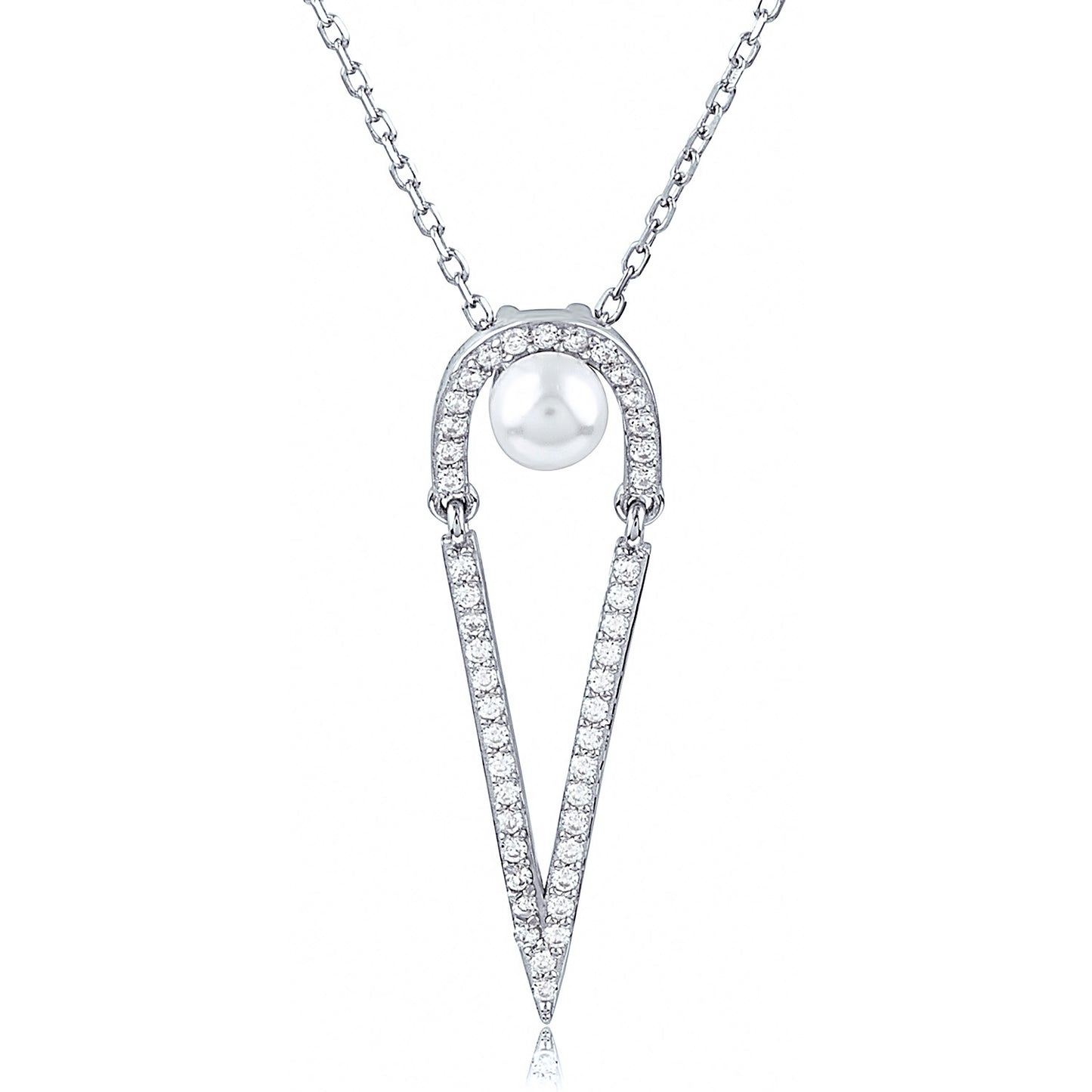 Sterling Silver Pendant with Fresh Water Pearl on a 16" Chain - NPZ007