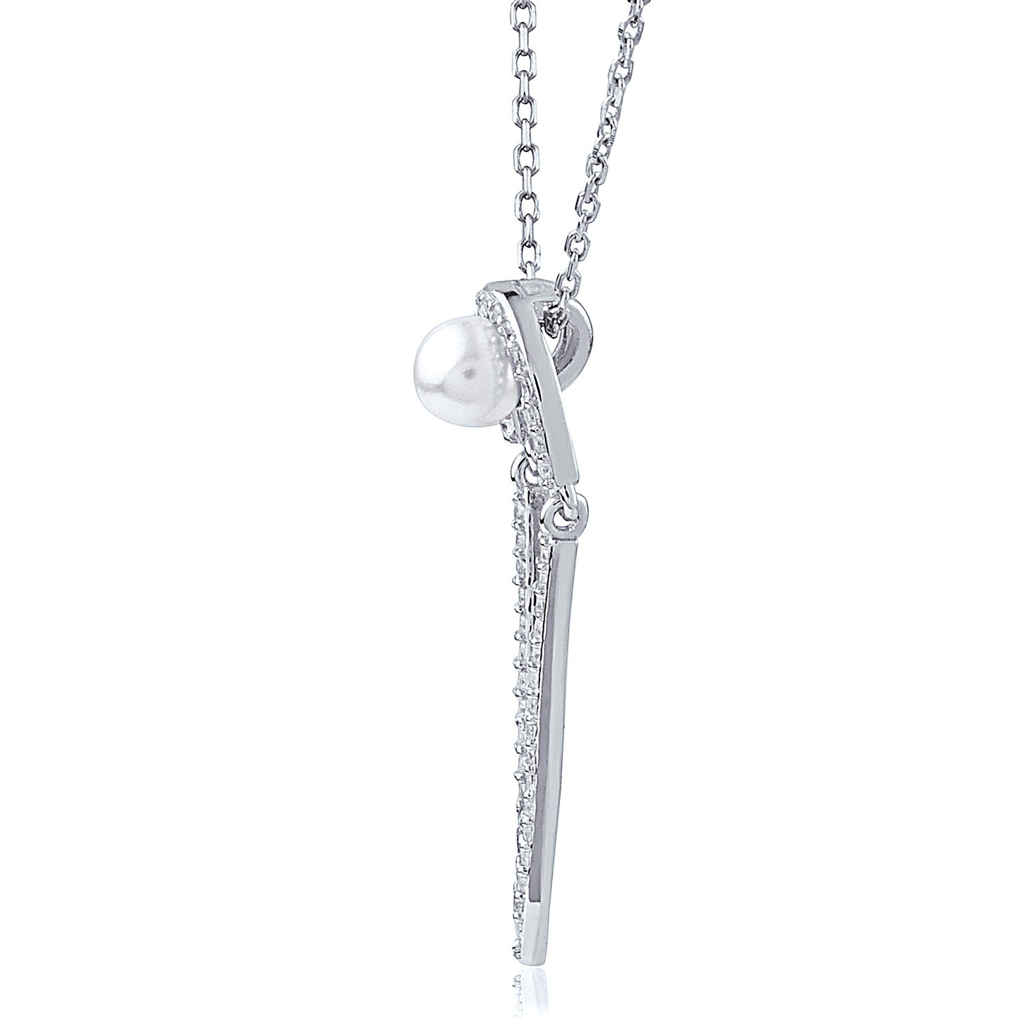 Sterling Silver Pendant with Fresh Water Pearl on a 16" Chain - NPZ007