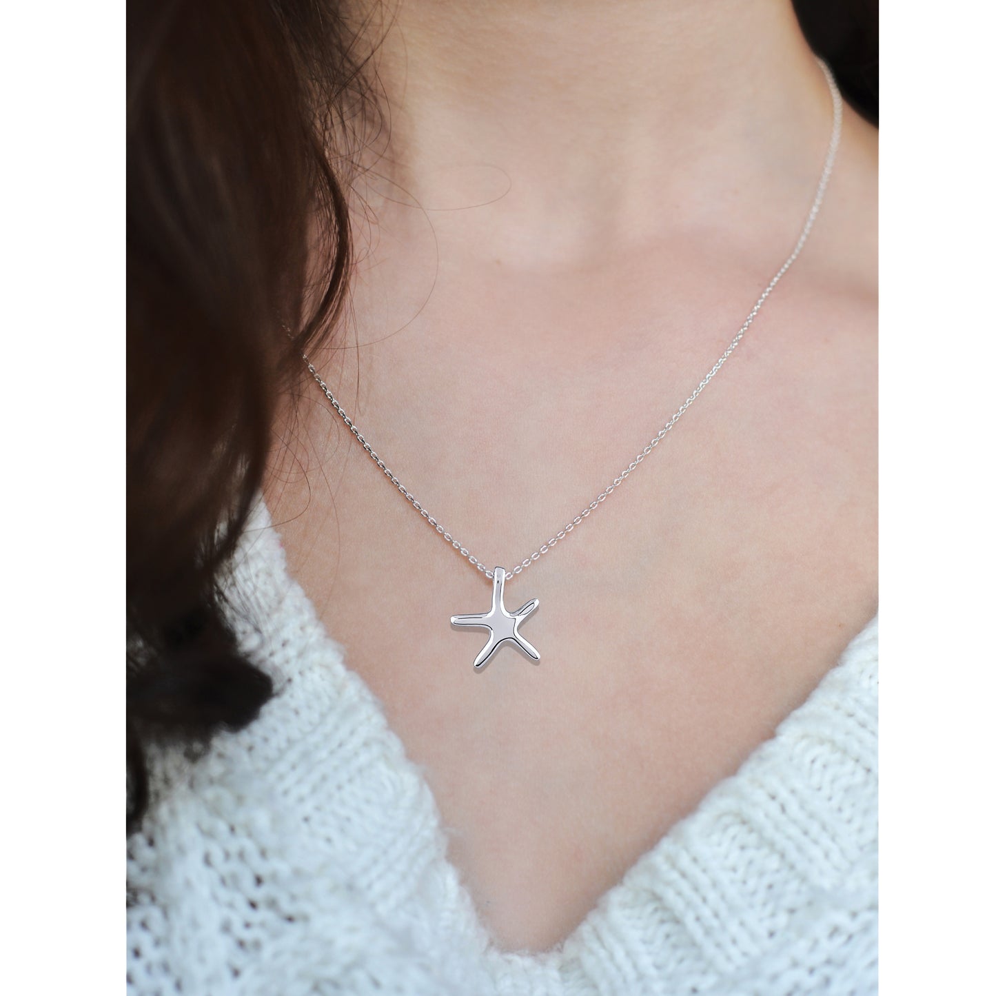 Sterling Silver Starfish Pendant on Necklace - NTP012S