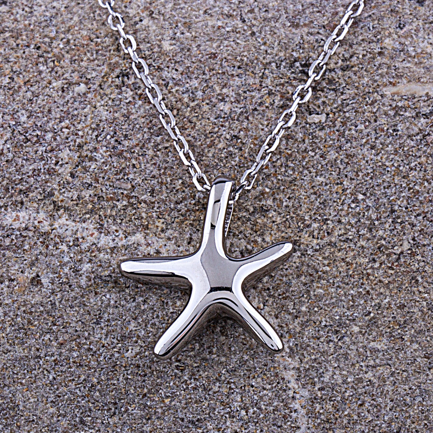 Sterling Silver Starfish Pendant on Necklace - NTP012S