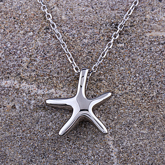 Sterling Silver Starfish Pendant on Necklace - NTP012S