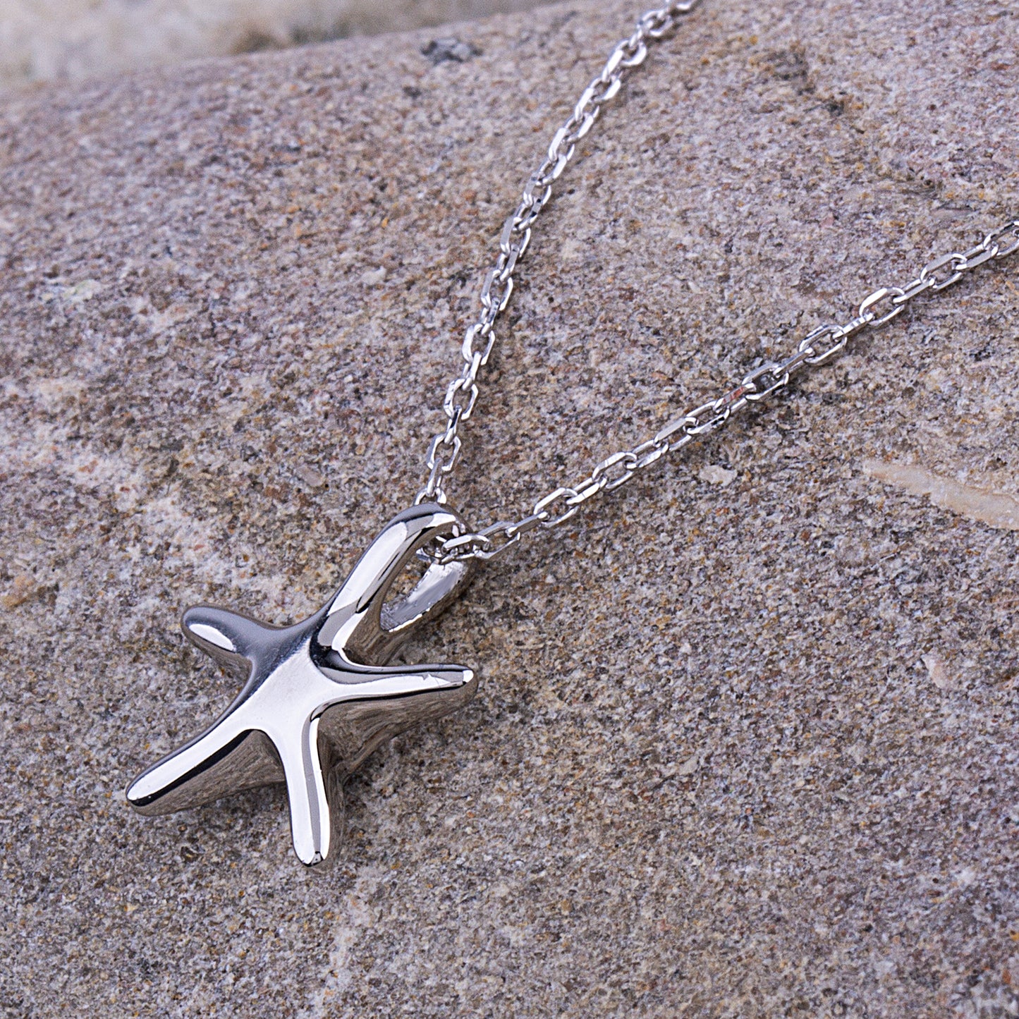Sterling Silver Starfish Pendant on Necklace - NTP012S