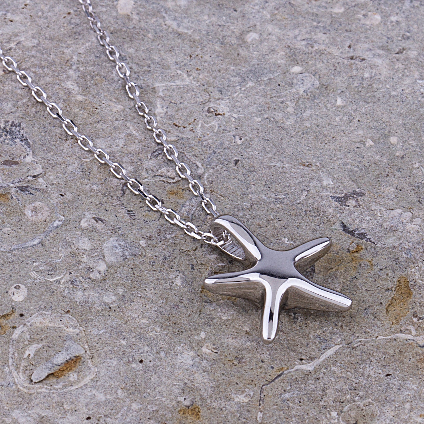 Sterling Silver Starfish Pendant on Necklace - NTP012S