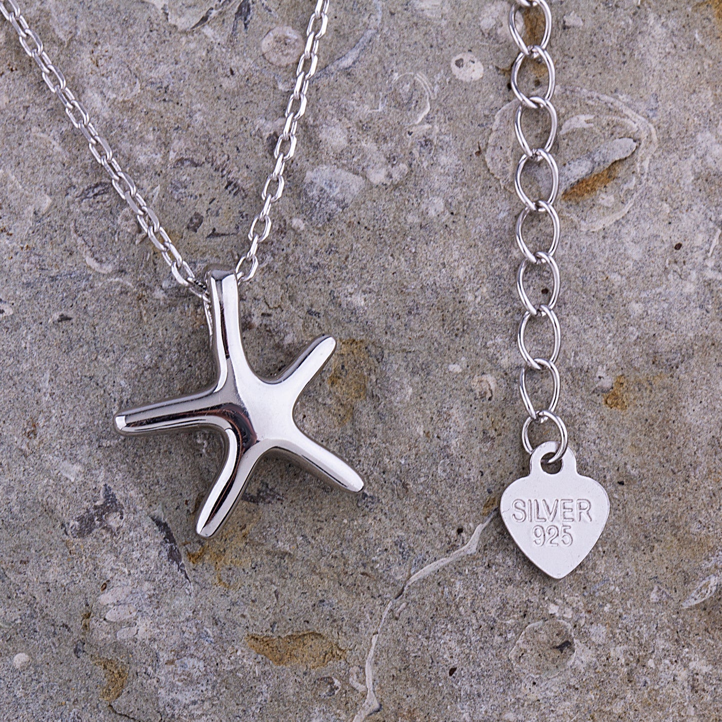 Sterling Silver Starfish Pendant on Necklace - NTP012S