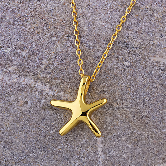 Sterling Silver Yellow Starfish Pendant on Necklace - NTP012YG