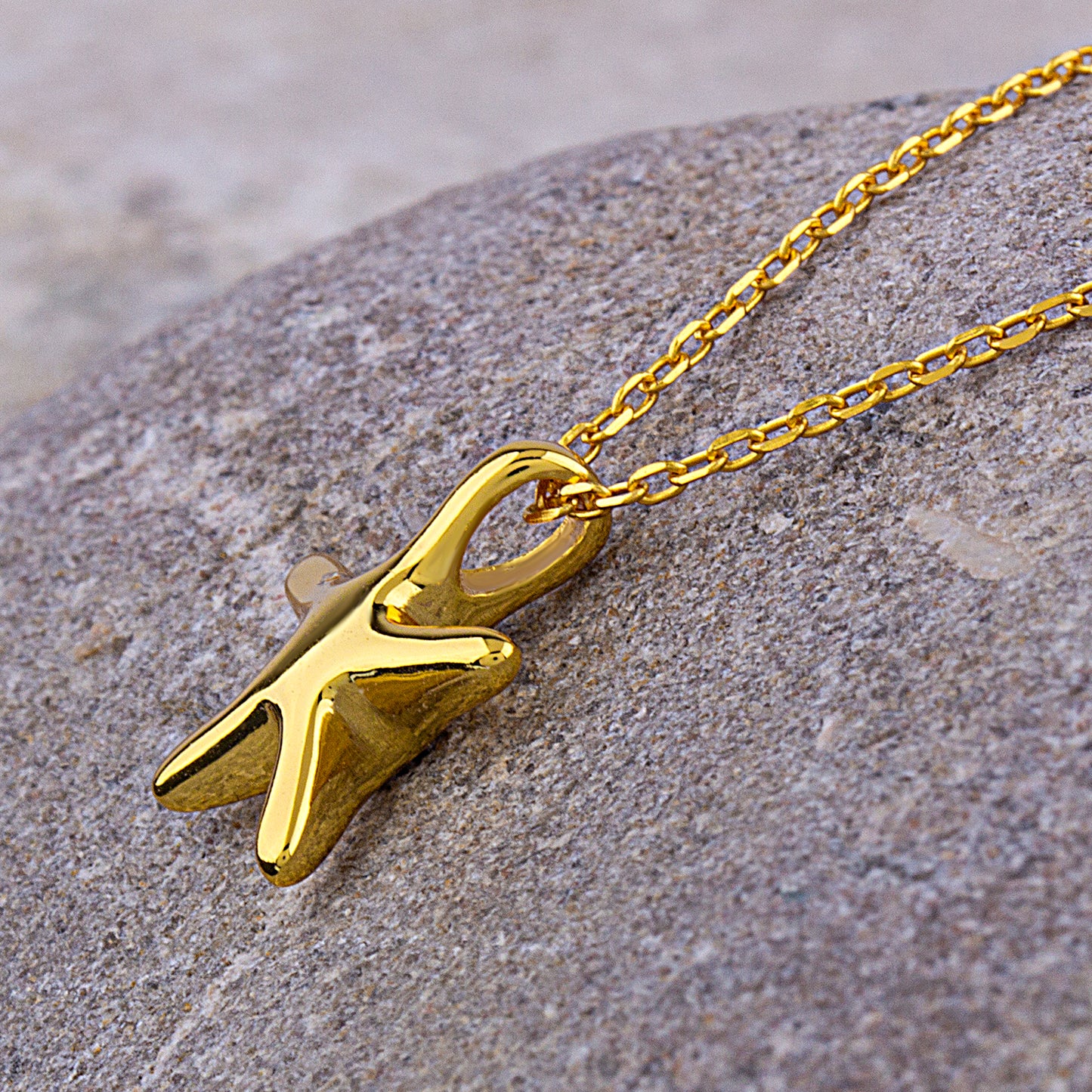 Sterling Silver Yellow Starfish Pendant on Necklace - NTP012YG