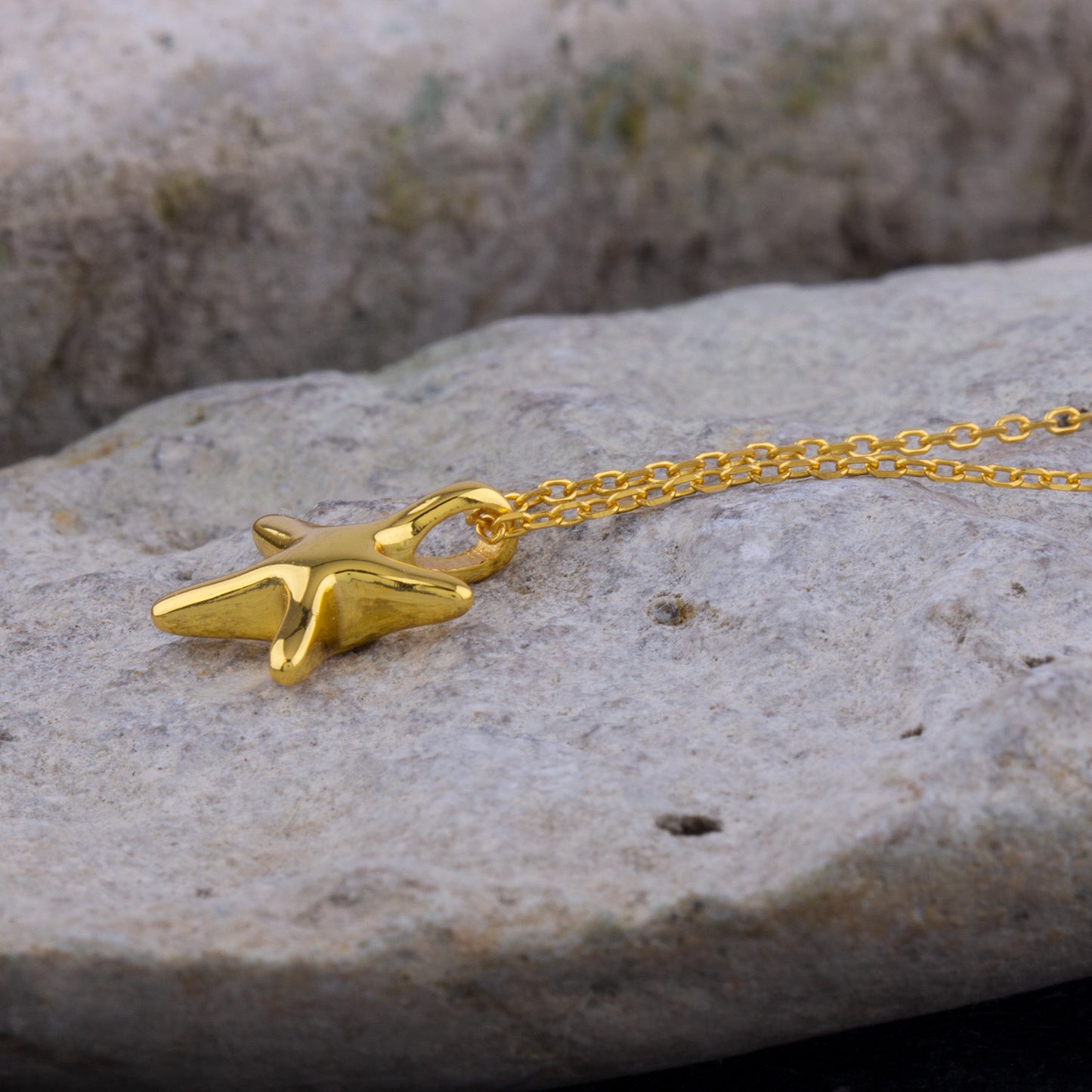 Sterling Silver Yellow Starfish Pendant on Necklace - NTP012YG