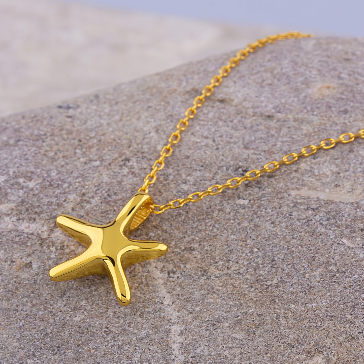 Sterling Silver Yellow Starfish Pendant on Necklace - NTP012YG