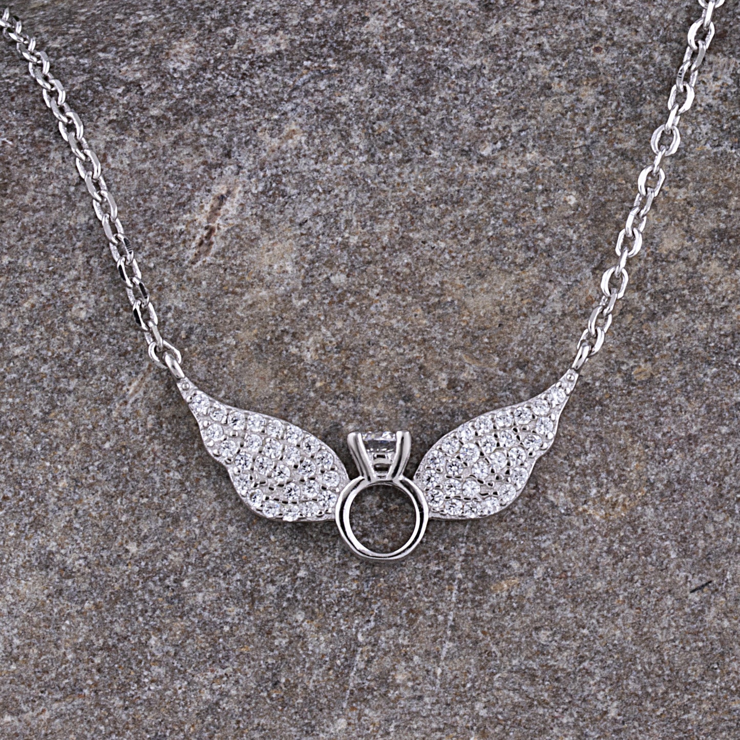 Sterling Silver Wings of Love Pendant on Necklace Chain - NTZ185