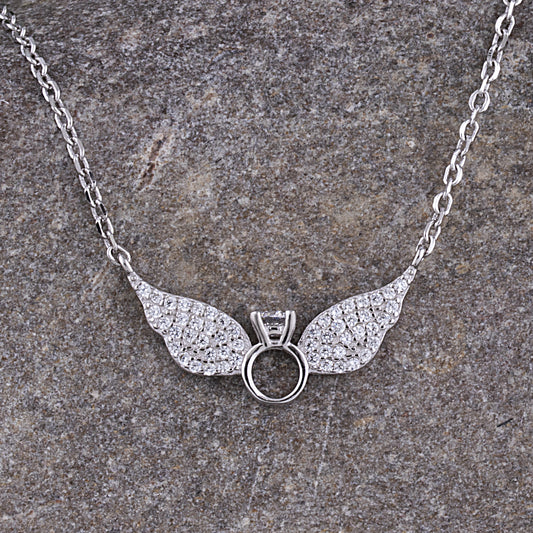 Sterling Silver Wings of Love Pendant on Necklace Chain - NTZ185