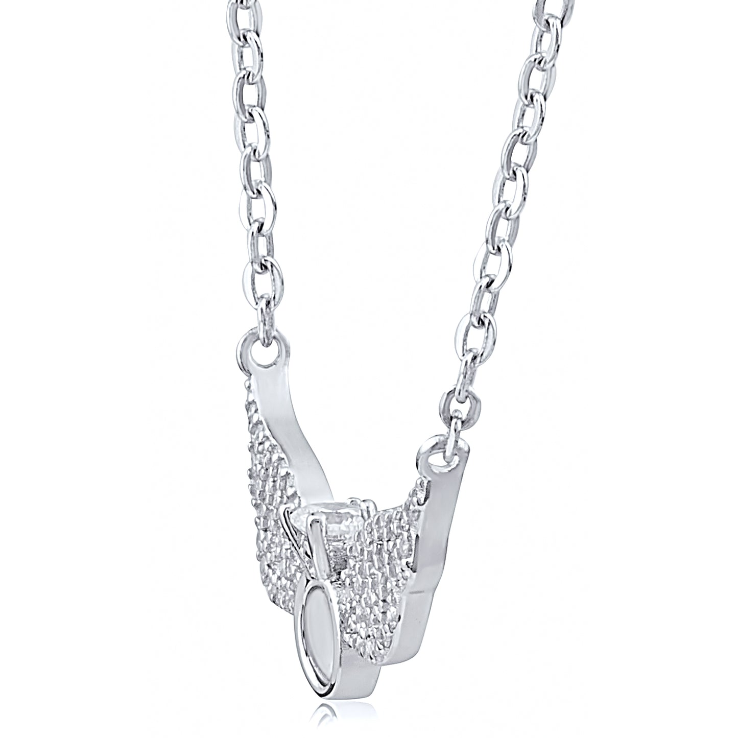 Sterling Silver Wings of Love Pendant on Necklace Chain - NTZ185