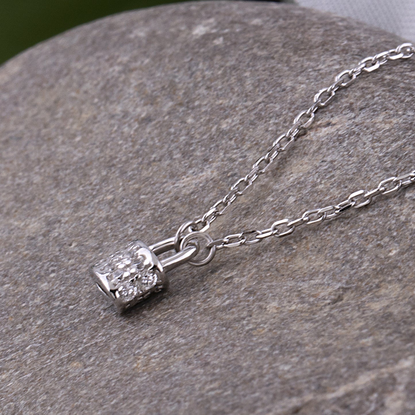 Sterling Silver Small Lock Necklace on 16" + 2" Chain - NTZ229