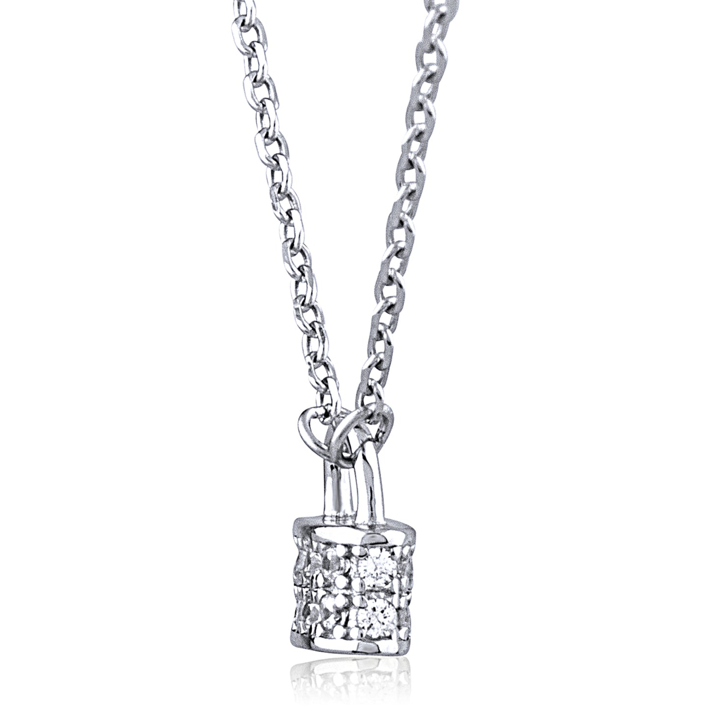 Sterling Silver Small Lock Necklace on 16" + 2" Chain - NTZ229