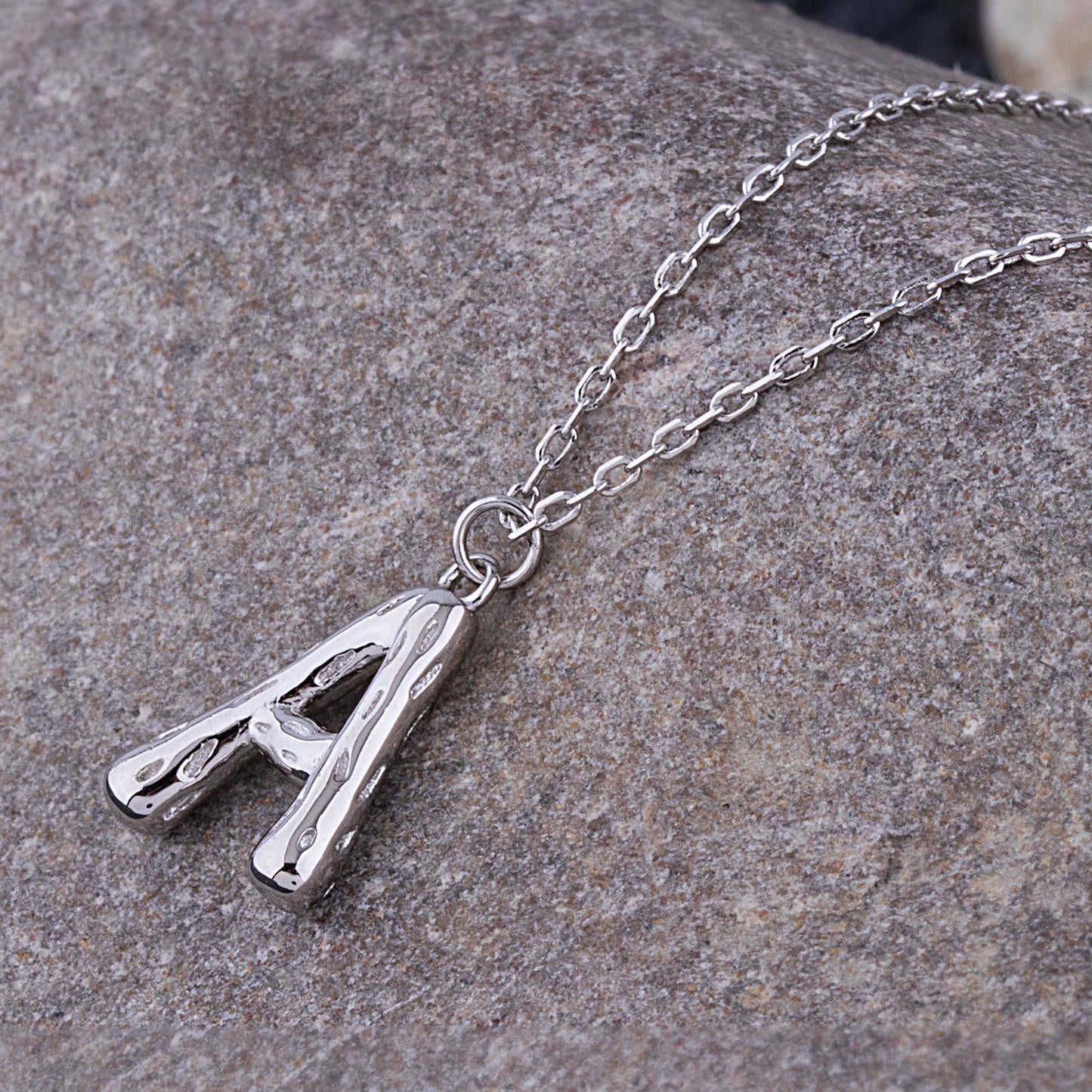 Sterling Silver 'A' Initial Pendant with Necklace