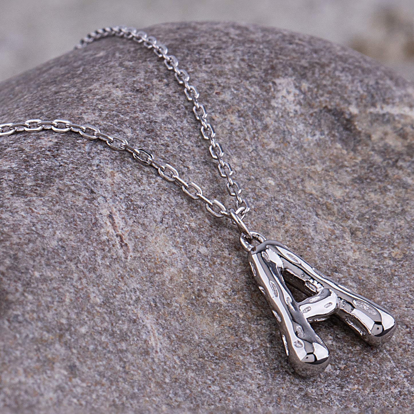 Sterling Silver 'A' Initial Pendant with Necklace