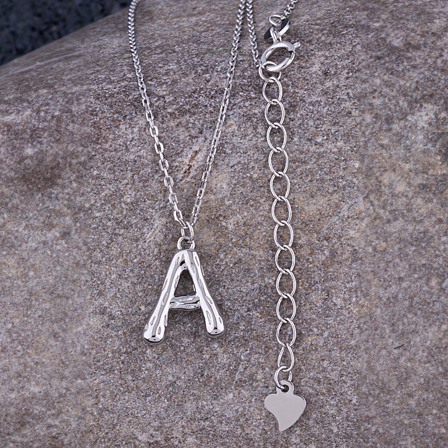Sterling Silver 'A' Initial Pendant with Necklace