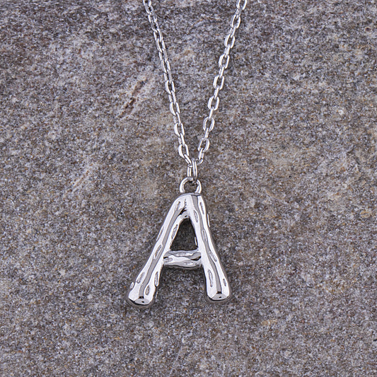 Sterling Silver 'A' Initial Pendant with Necklace