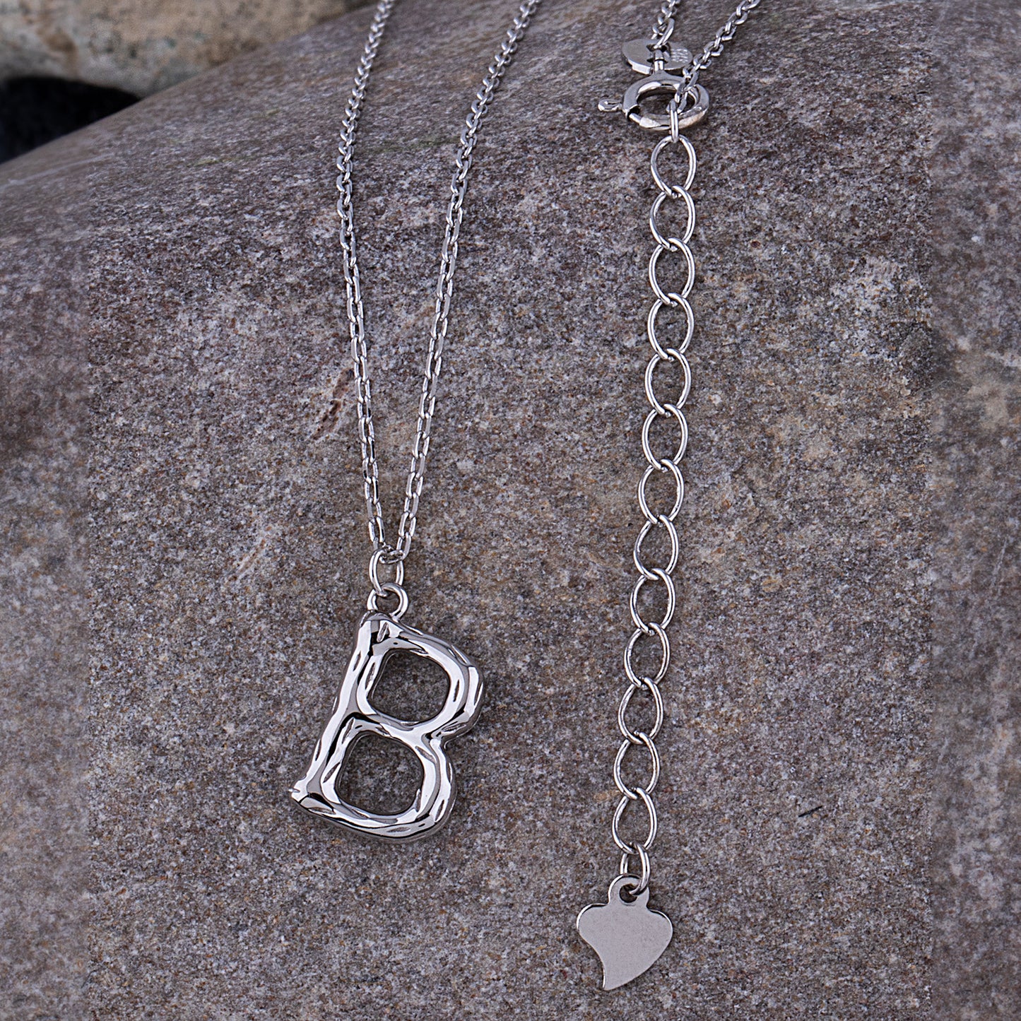 Sterling Silver 'B' Initial Pendant with Necklace
