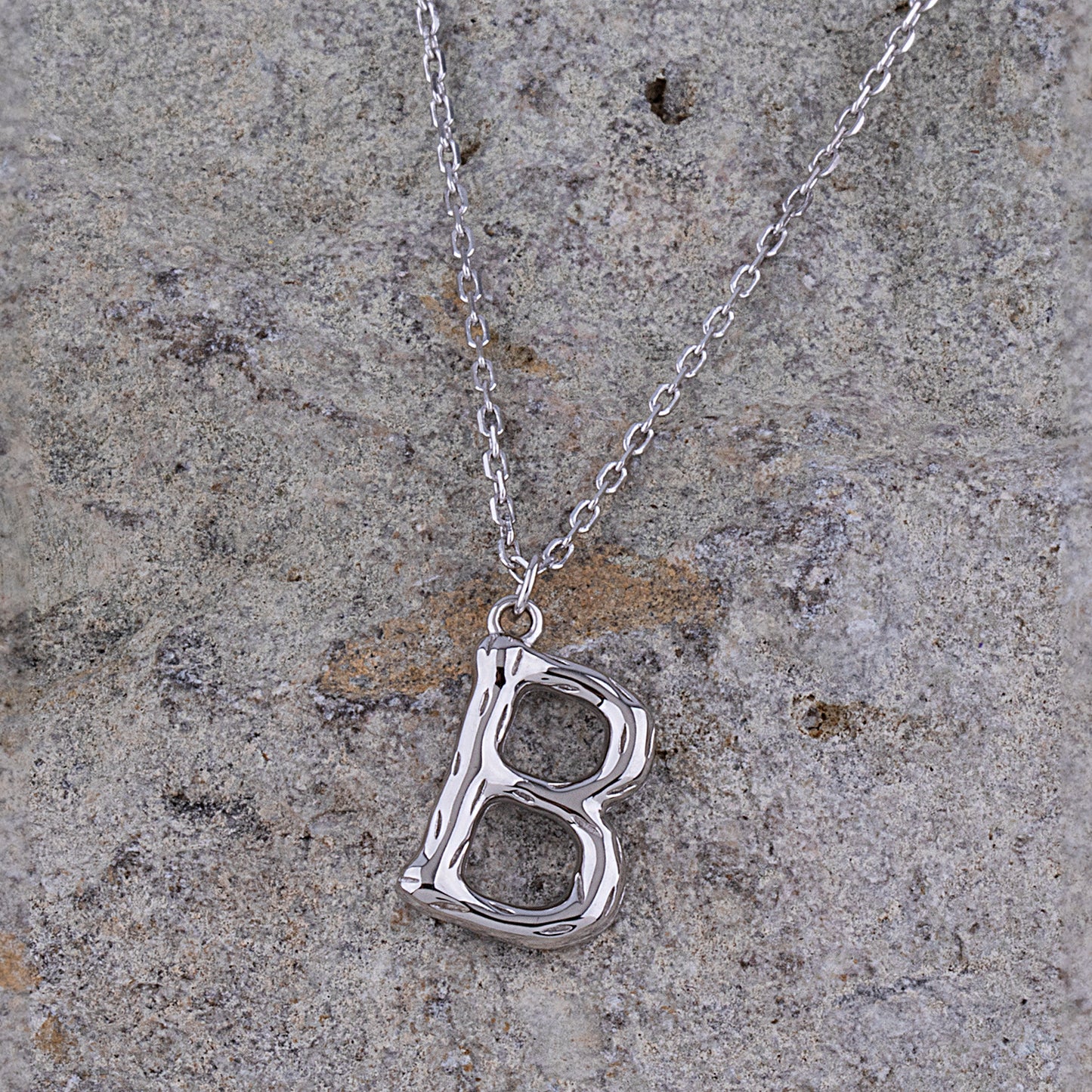 Sterling Silver 'B' Initial Pendant with Necklace