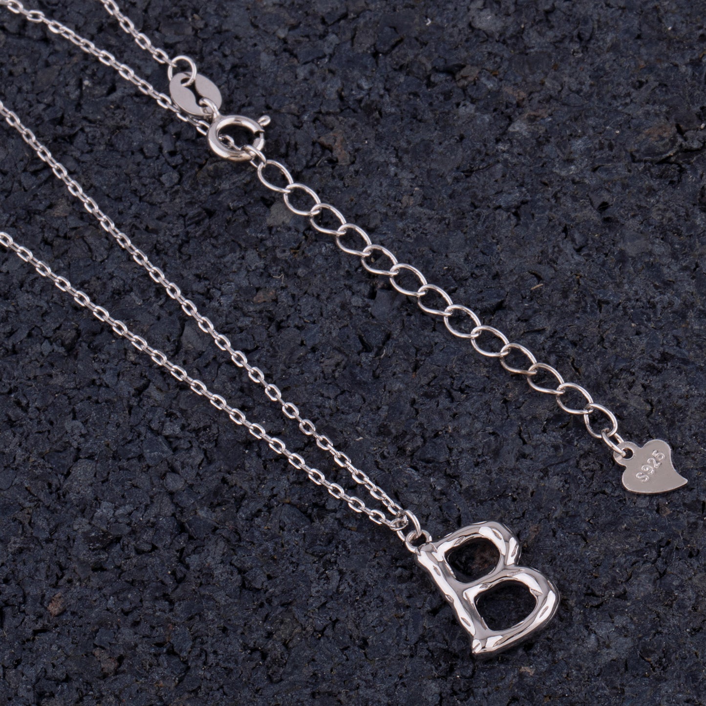 Sterling Silver 'B' Initial Pendant with Necklace