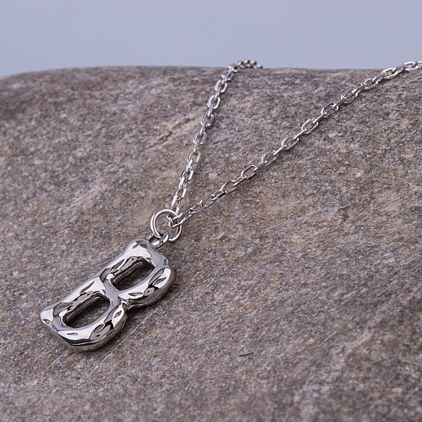 Sterling Silver 'B' Initial Pendant with Necklace
