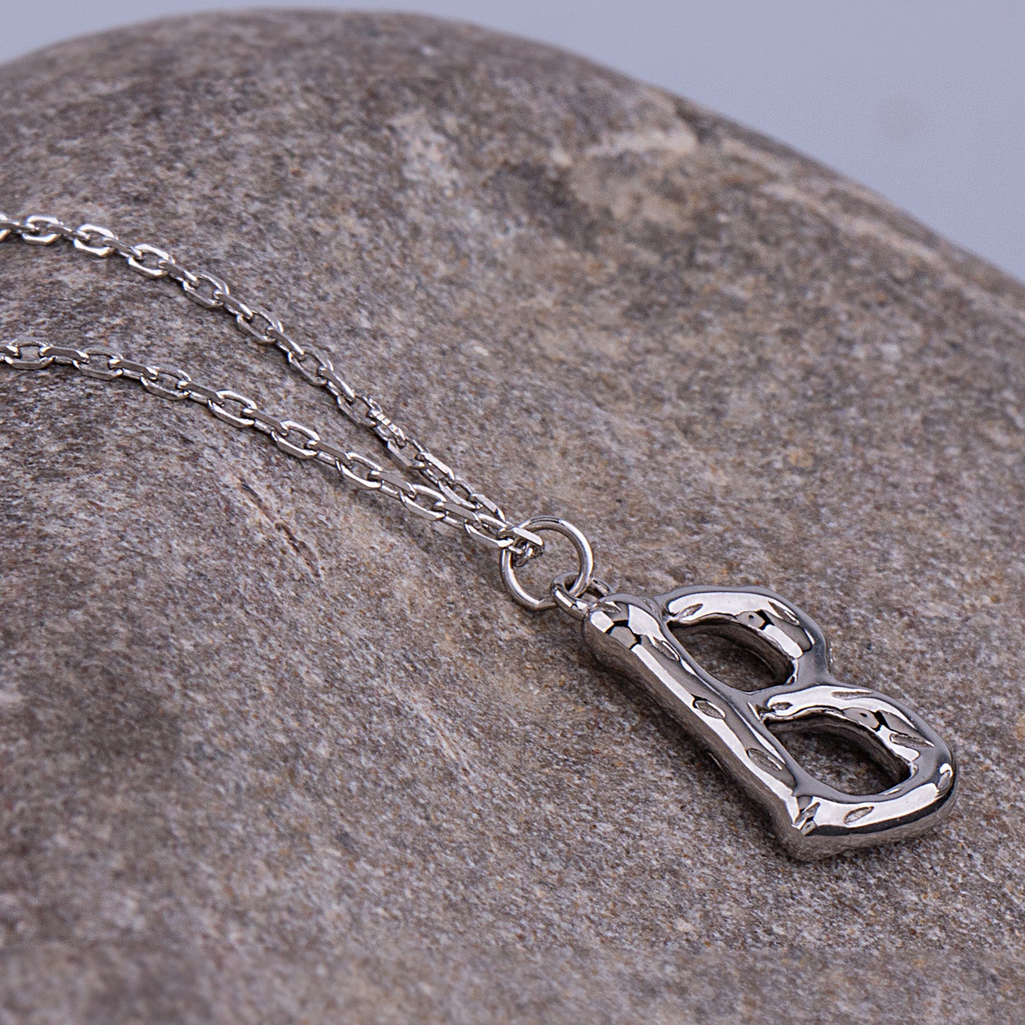 Sterling Silver 'B' Initial Pendant with Necklace