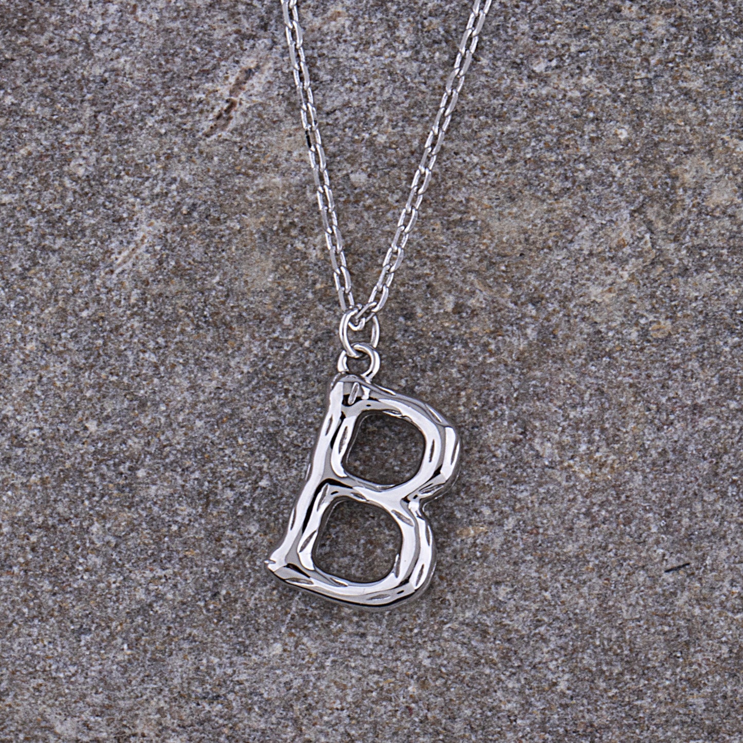 Sterling Silver 'B' Initial Pendant with Necklace
