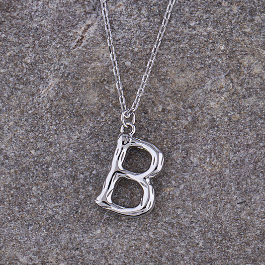 Sterling Silver 'B' Initial Pendant with Necklace