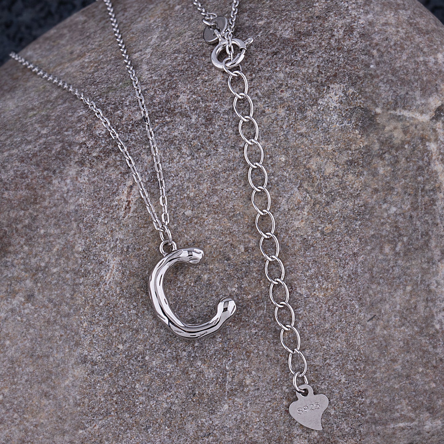 Sterling Silver 'C' Initial Pendant with Necklace