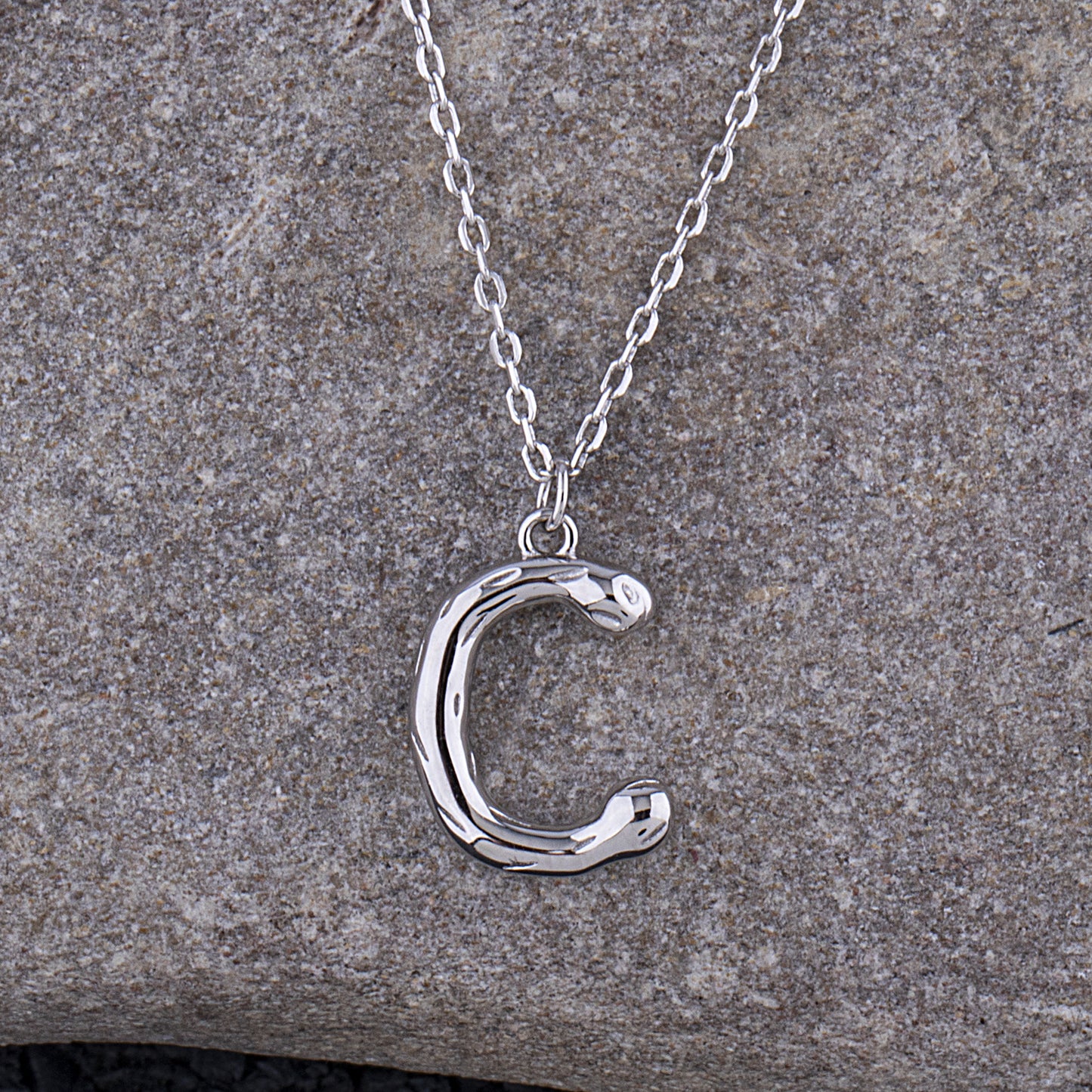 Sterling Silver 'C' Initial Pendant with Necklace