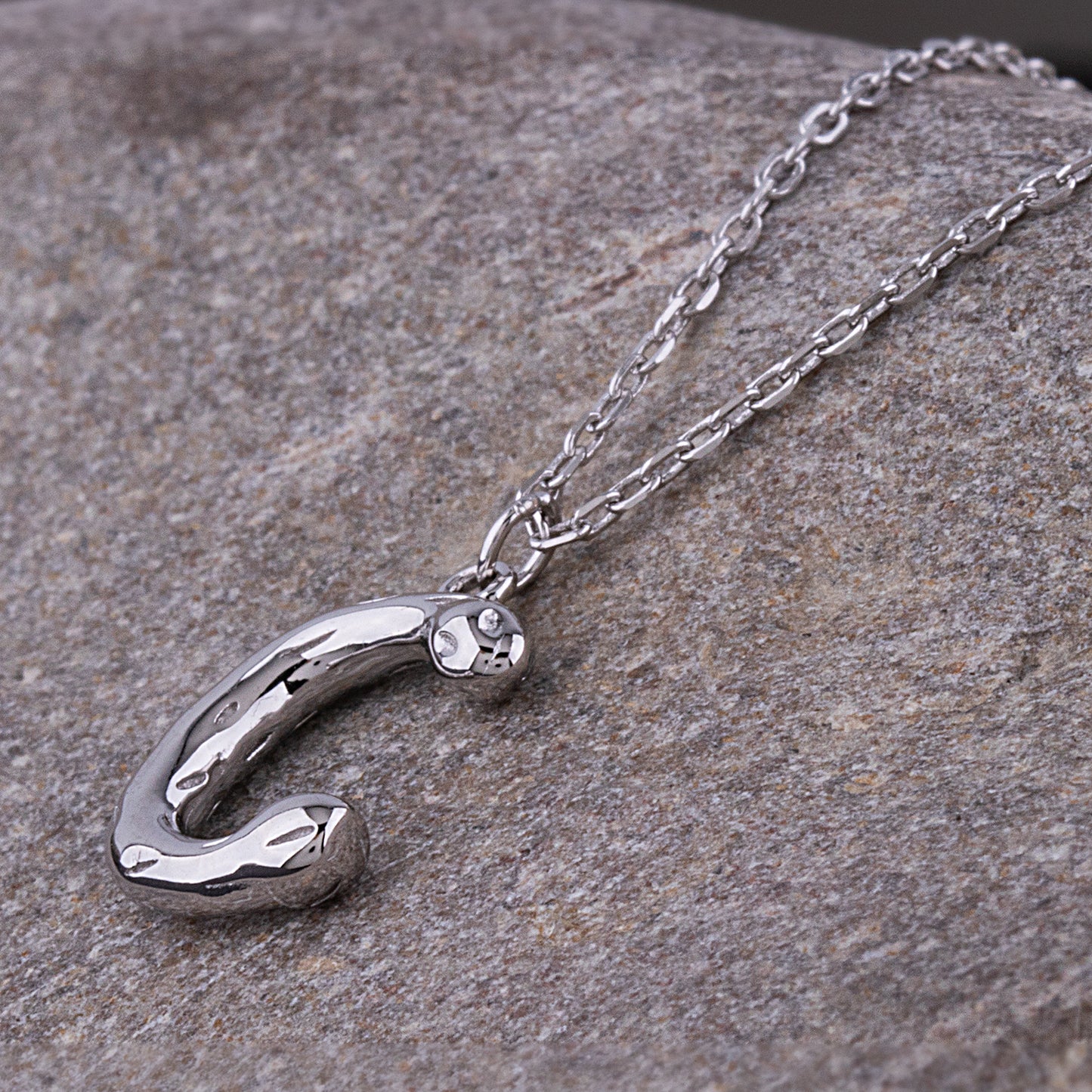 Sterling Silver 'C' Initial Pendant with Necklace