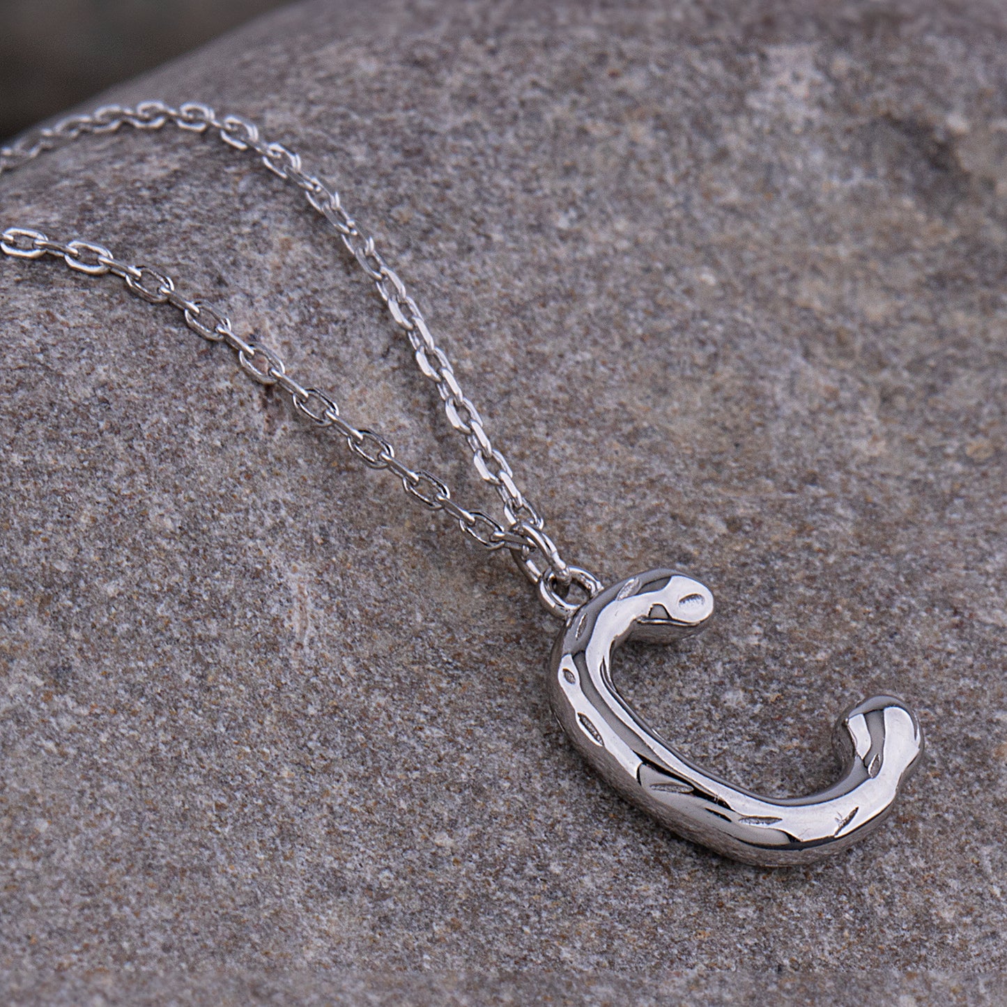 Sterling Silver 'C' Initial Pendant with Necklace