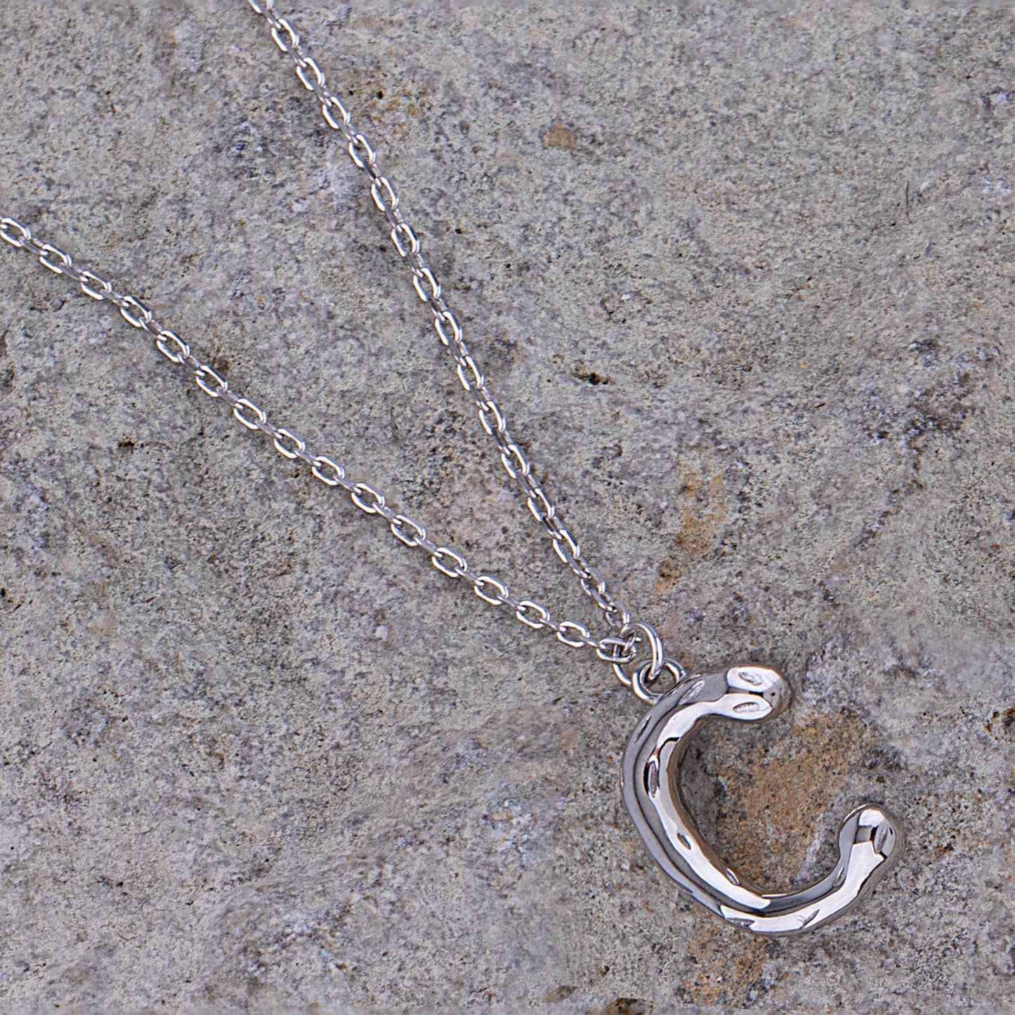 Sterling Silver 'C' Initial Pendant with Necklace