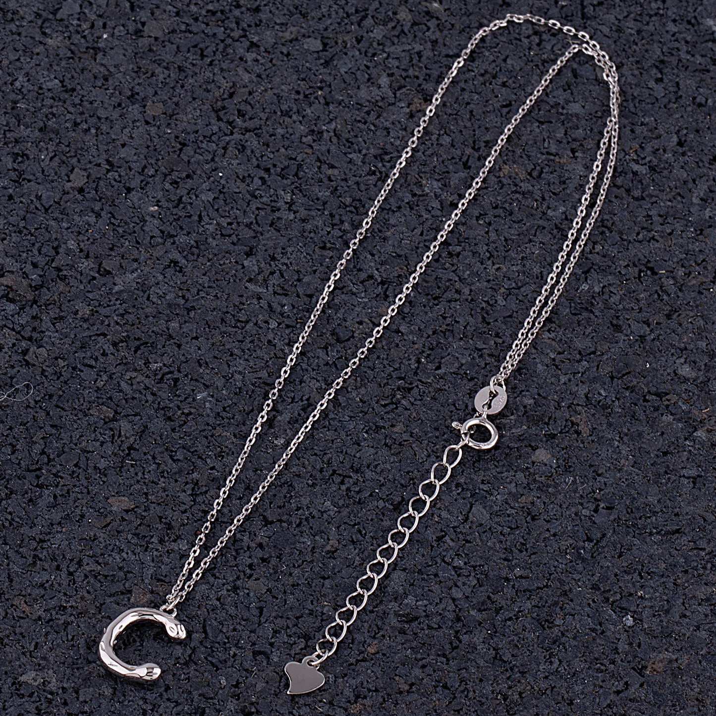 Sterling Silver 'C' Initial Pendant with Necklace