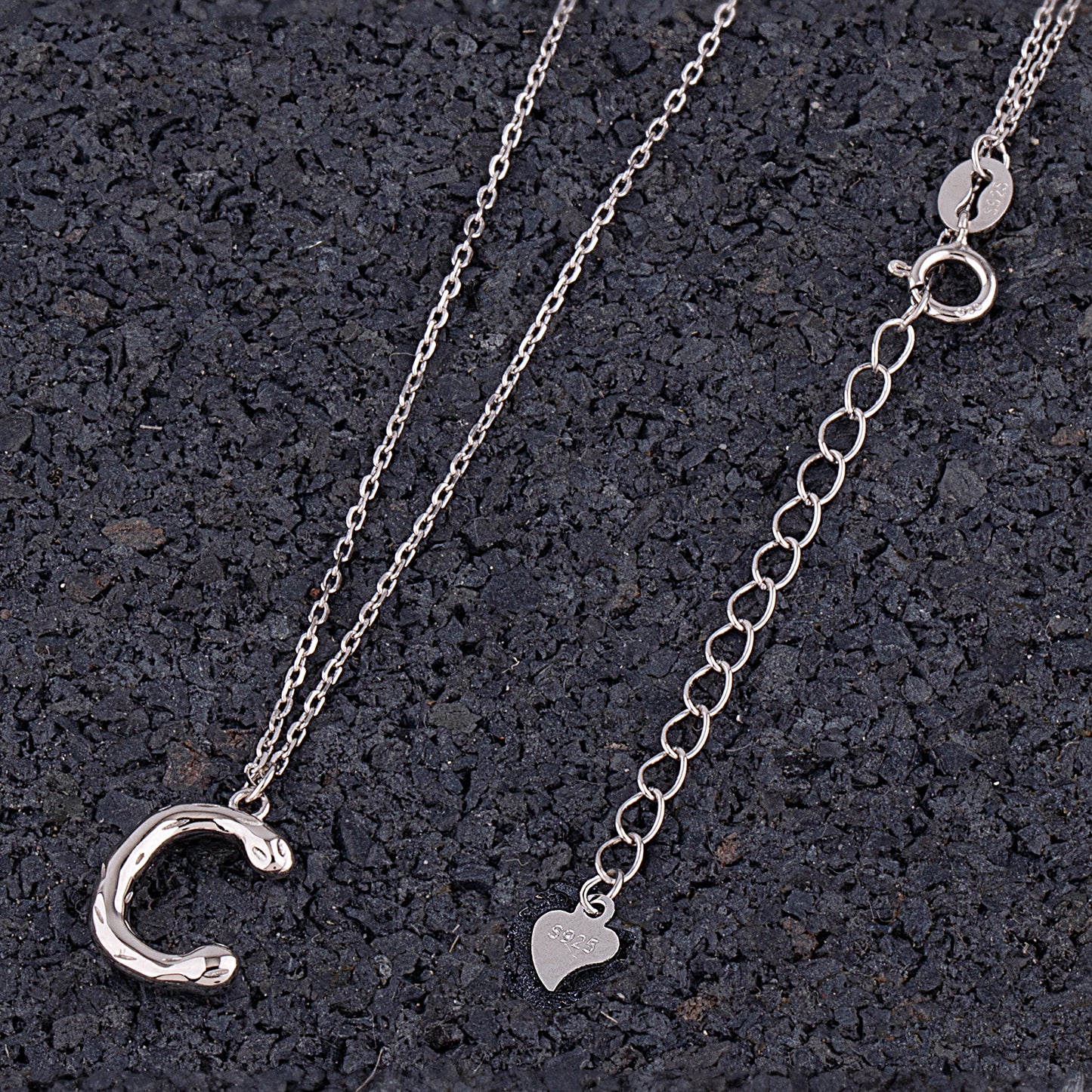 Sterling Silver 'C' Initial Pendant with Necklace