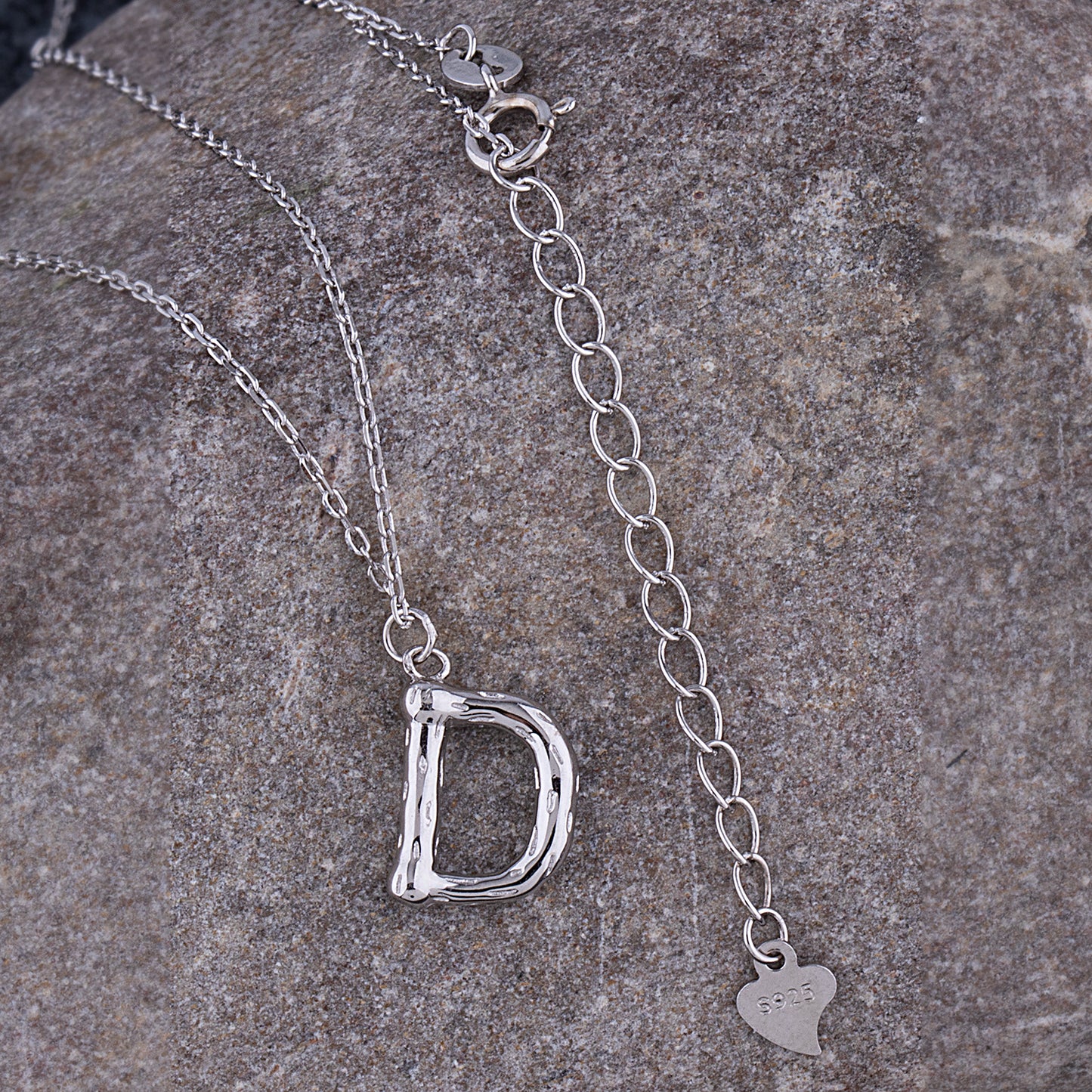 Sterling Silver 'D' Initial Pendant with Necklace