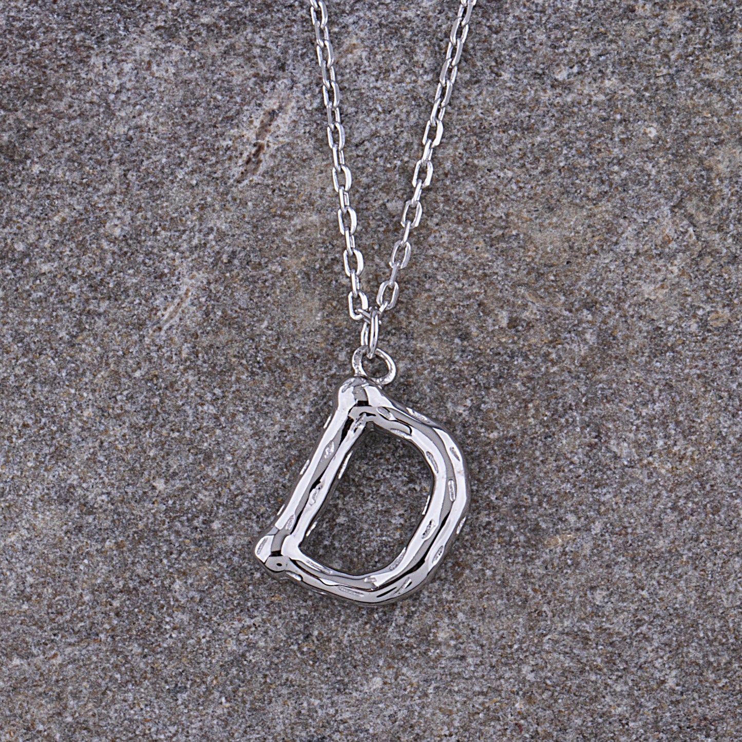 Sterling Silver 'D' Initial Pendant with Necklace