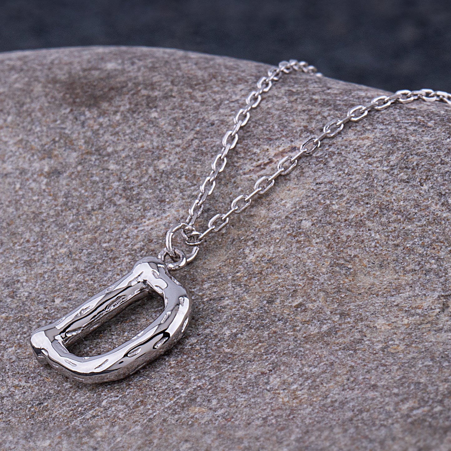 Sterling Silver 'D' Initial Pendant with Necklace