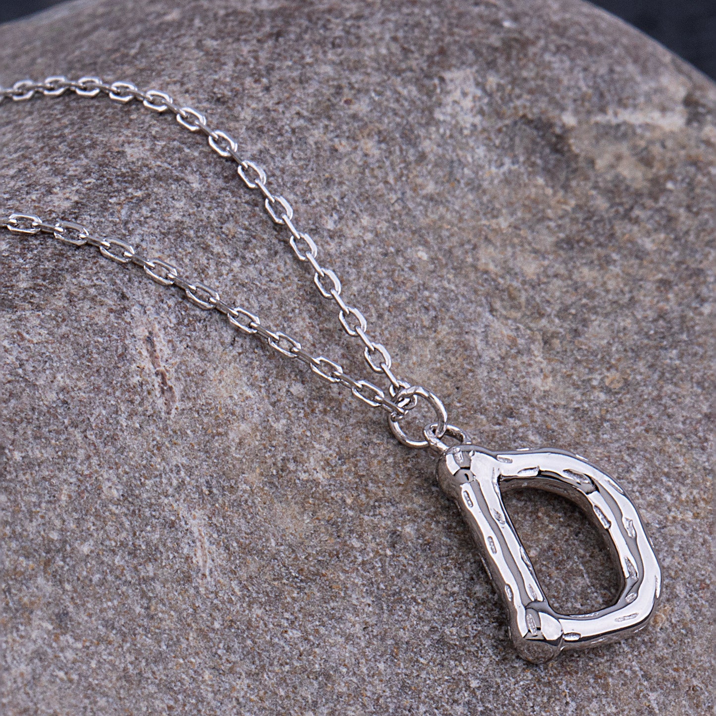 Sterling Silver 'D' Initial Pendant with Necklace