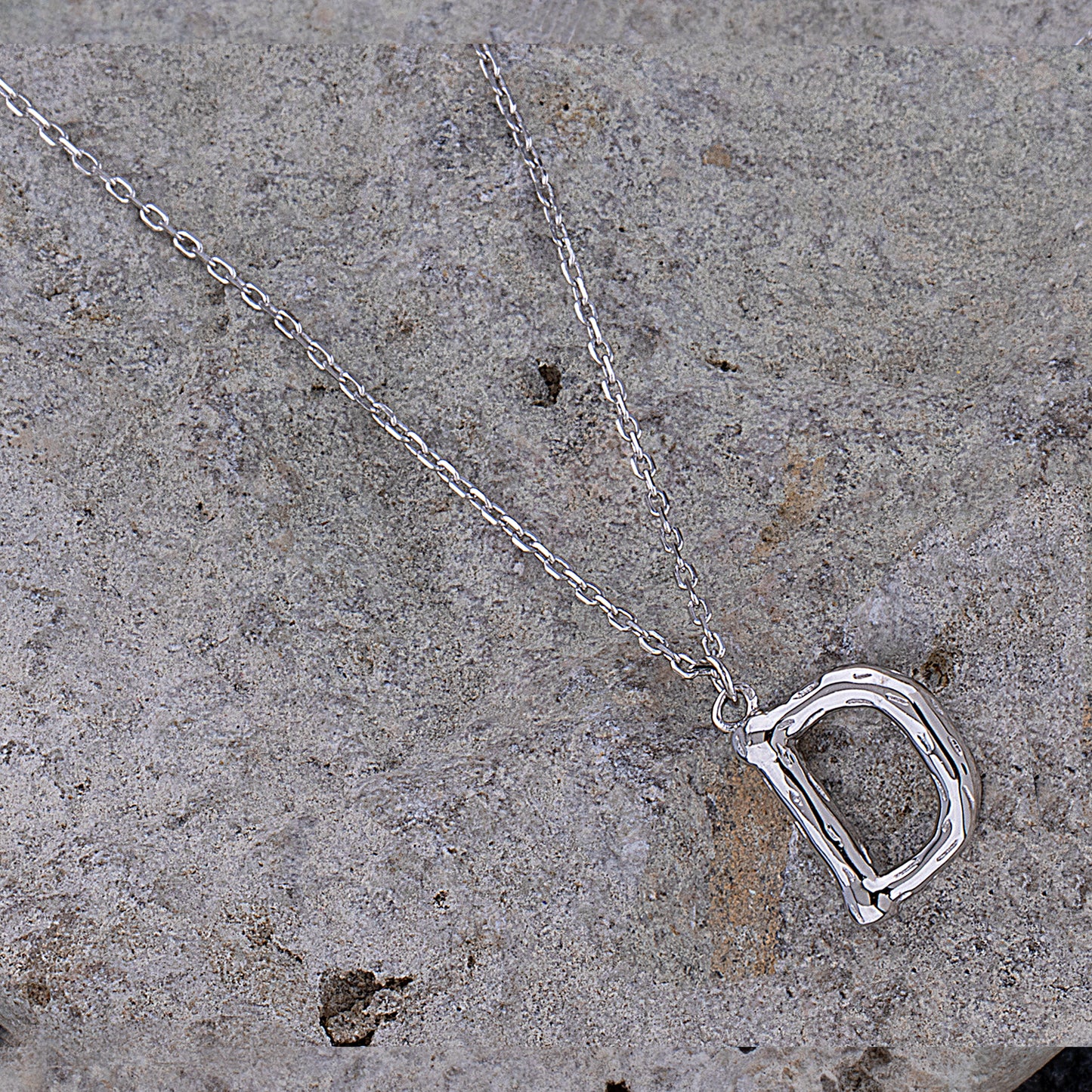 Sterling Silver 'D' Initial Pendant with Necklace