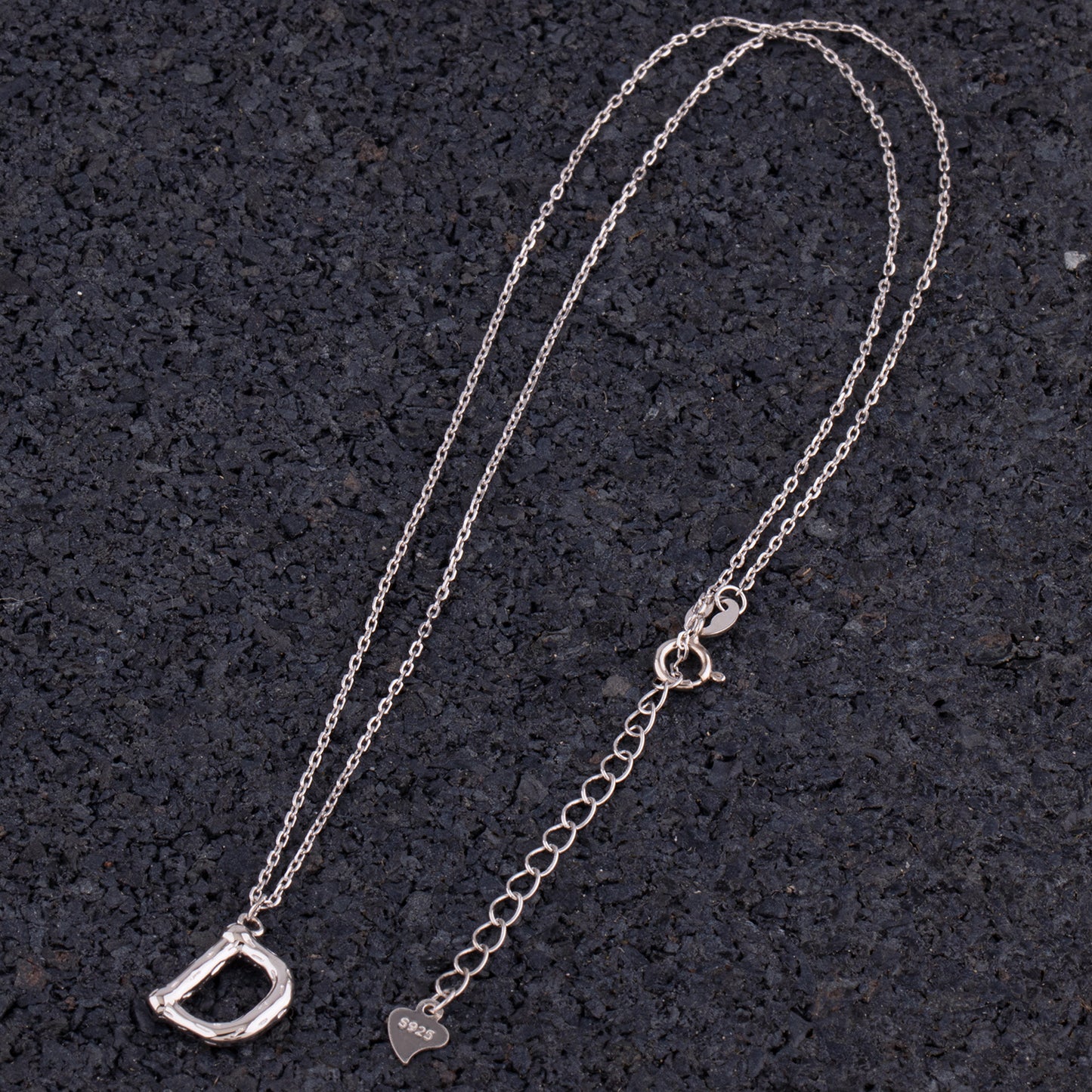 Sterling Silver 'D' Initial Pendant with Necklace