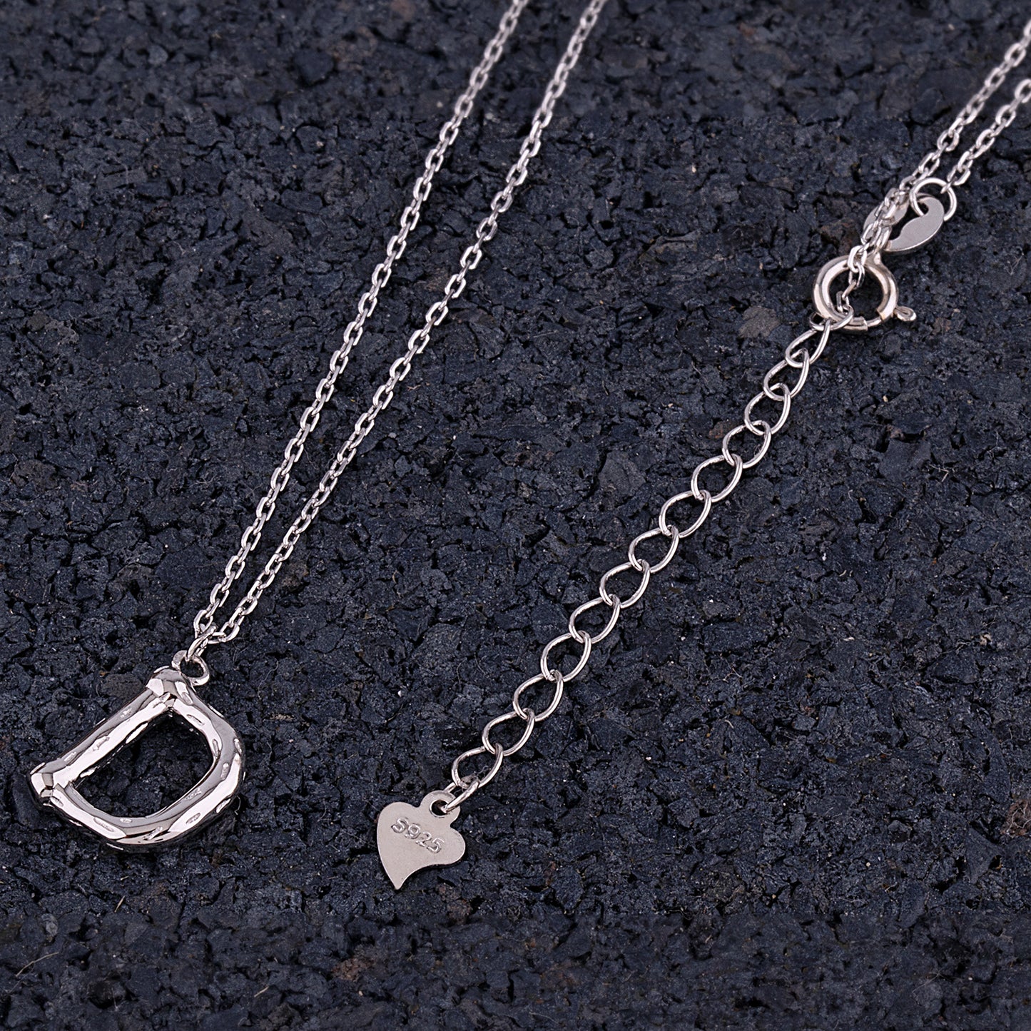 Sterling Silver 'D' Initial Pendant with Necklace