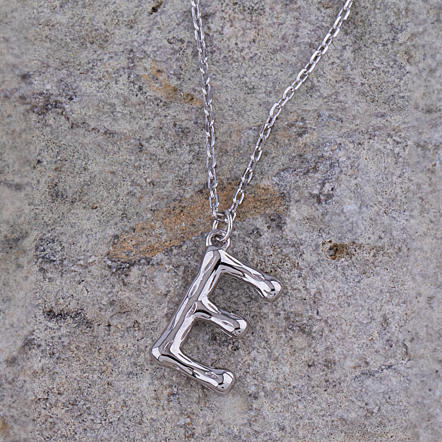Sterling Silver 'E' Initial Pendant with Necklace