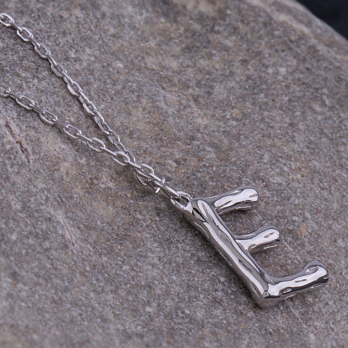 Sterling Silver 'E' Initial Pendant with Necklace