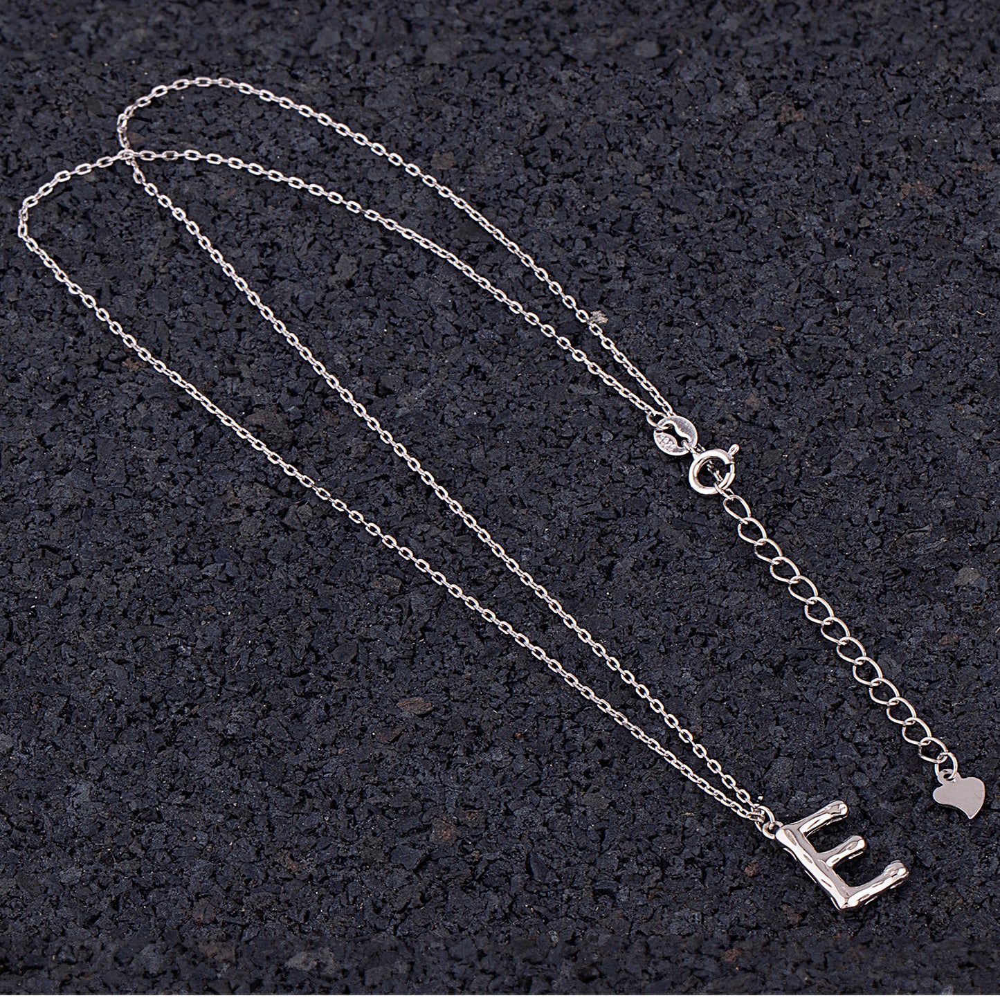 Sterling Silver 'E' Initial Pendant with Necklace