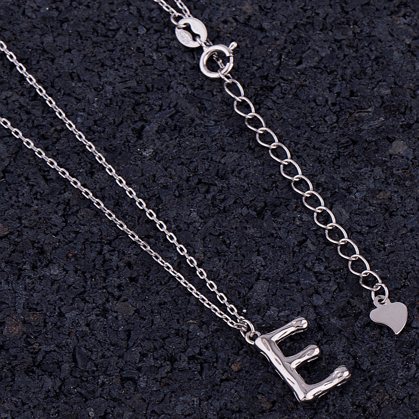 Sterling Silver 'E' Initial Pendant with Necklace
