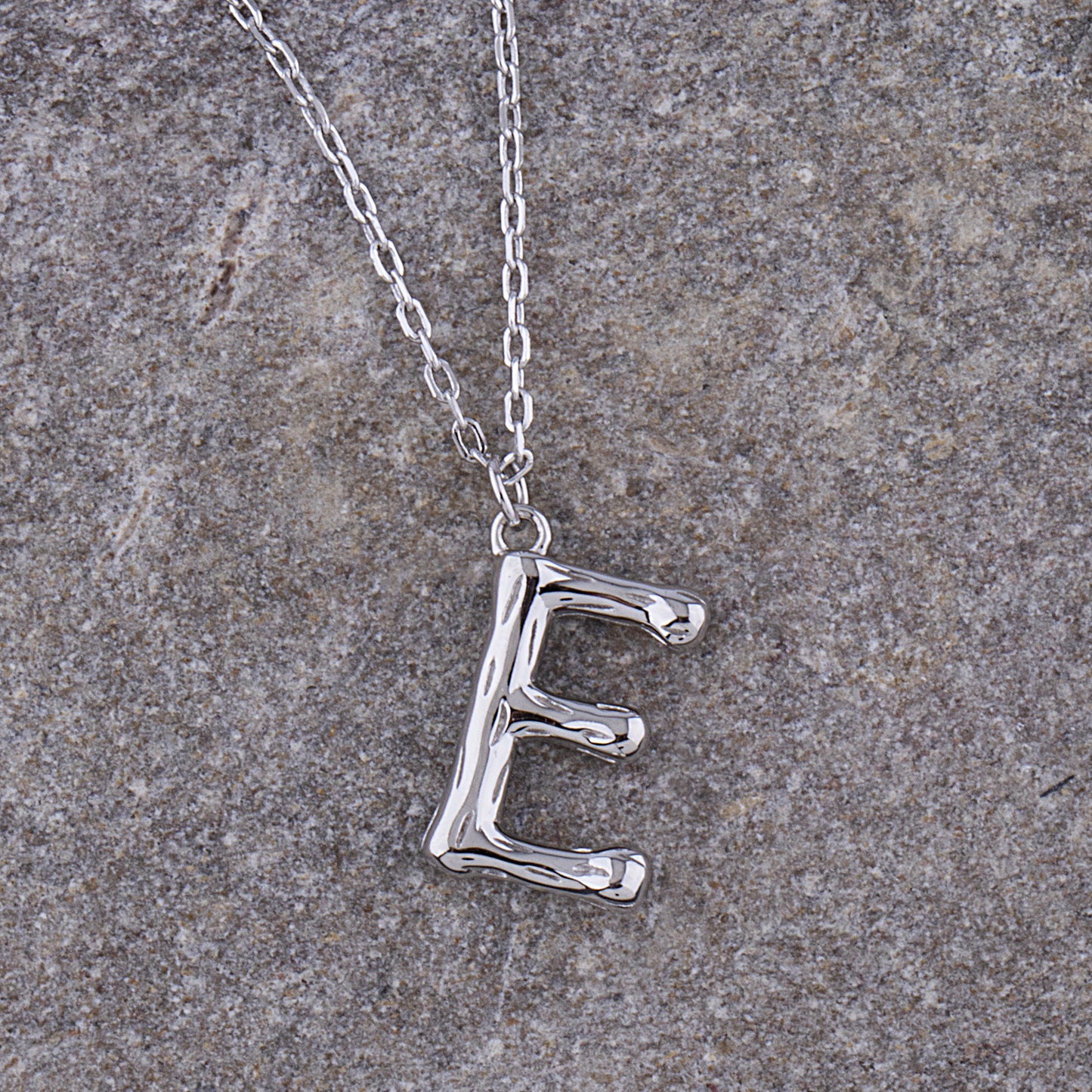 Sterling Silver 'E' Initial Pendant with Necklace