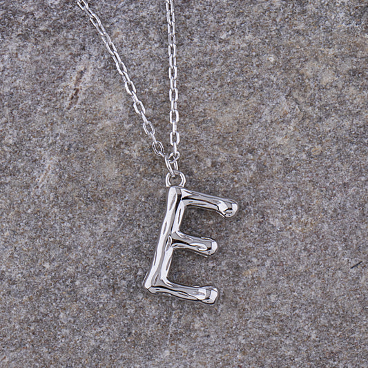 Sterling Silver 'E' Initial Pendant with Necklace