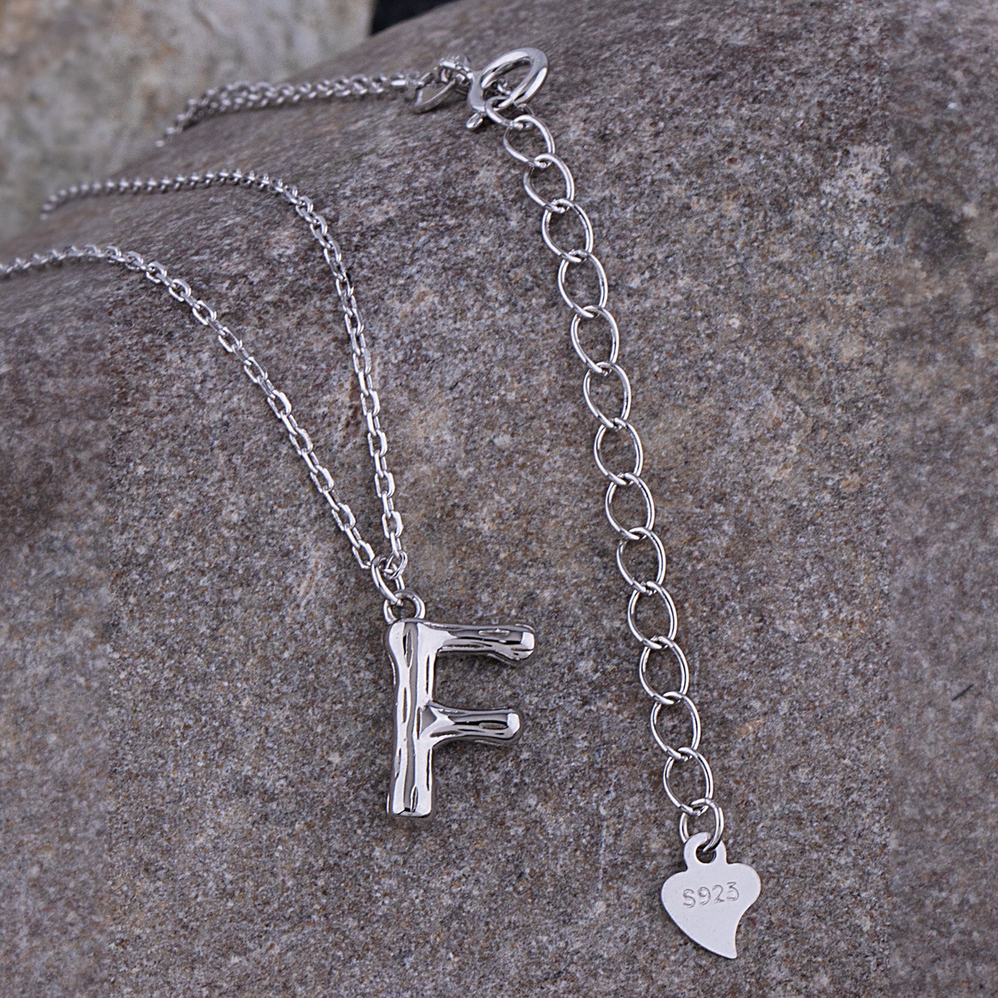 Sterling Silver 'F' Initial Pendant with Necklace