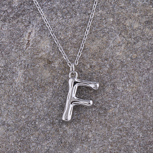Sterling Silver 'F' Initial Pendant with Necklace